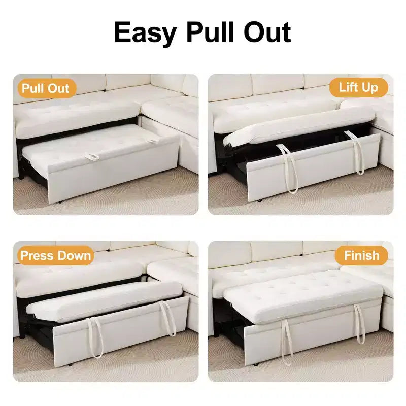 Canapé inclinable 7 places Dyonery, canapé modulable, table d'appoint avec rangement dissimulé, rechargeable