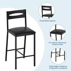 Ensemble de table de cuisine 3 pièces avec étagères de rangement et 2 chaises rembourrées - Table à manger en fer et bois pour petits espaces, appartements, copropriétés