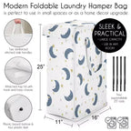 Sweet Jojo Designs - Panier à Linge Pliable avec Poignées pour Garçon, Fille, Unisexe/Neutre, Motif Ours Lune Bleu Or et Blanc