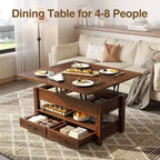 Table basse réglable en hauteur - design modulaire avec tiroirs de rangement et étagères dissimulées pour un gain de place, parfaite pour le salon, noire.