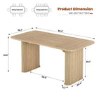 Table de salle à manger pour 6-8 personnes - Grande table de cuisine moderne de 62 pouces avec plateau large et pieds de piédestal robustes, table à dîner rectangulaire