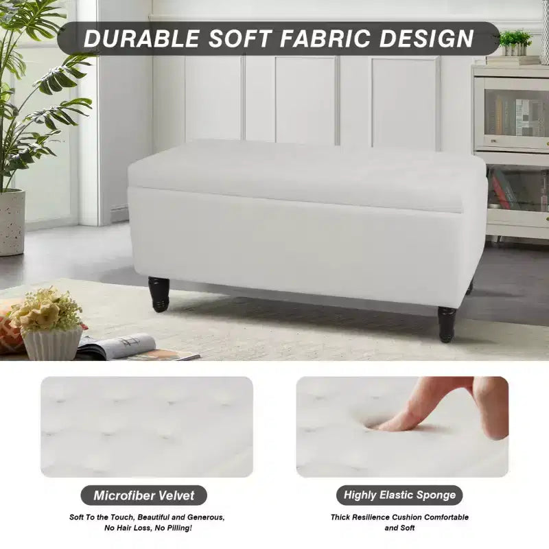 Banc Ottoman de Rangement en Velours Capitonnage Merax 47