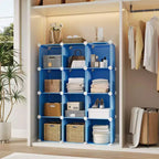 Lot de 12 Organiseurs de Rangement Modulaires, Unité d'Étagères Empilables en Plastique et Acier à 6 Cubes avec Kit de Sécurité Anti-Basculement, pour Placard, Chambre et Bureau Personnalisés