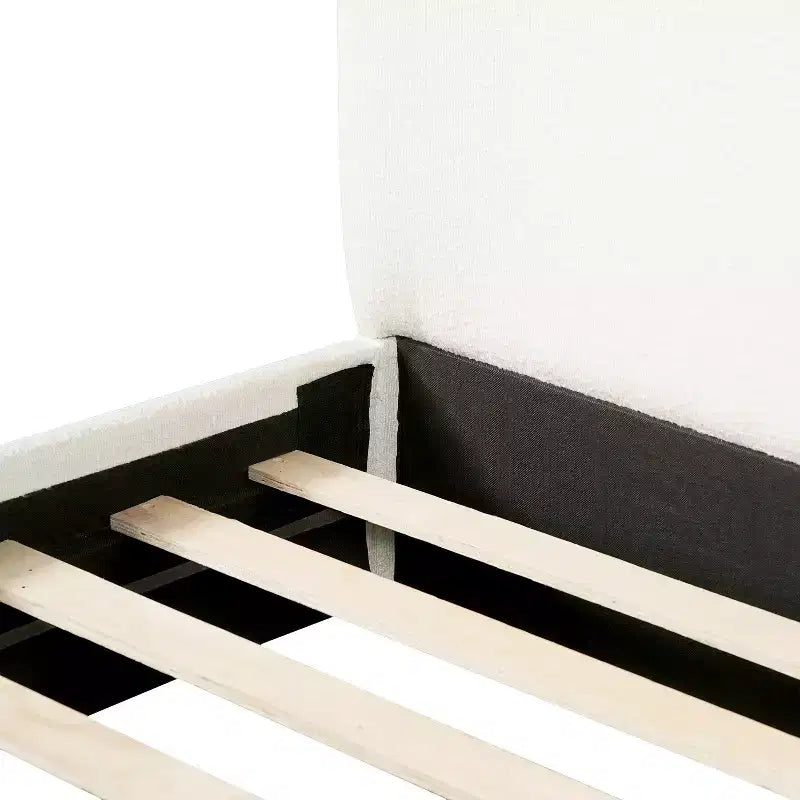 Lit plateforme Christopher Knight Home Lorian en tissu bouclé avec tête et pied de lit rembourrés