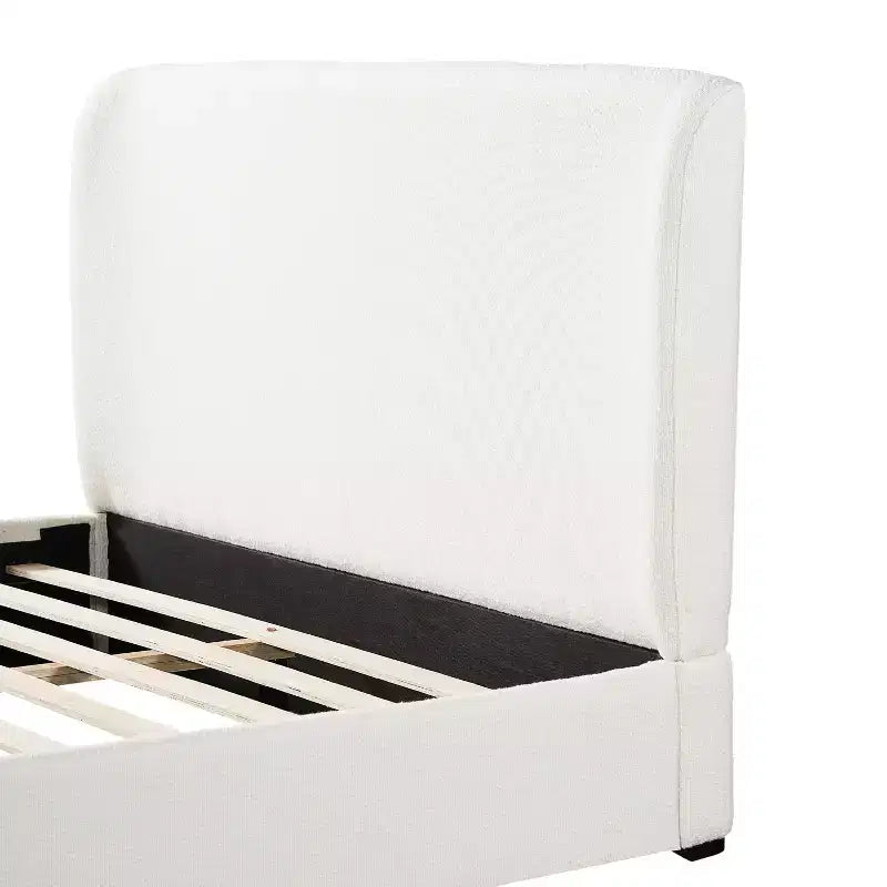 Lit plateforme Christopher Knight Home Lorian en tissu bouclé avec tête et pied de lit rembourrés