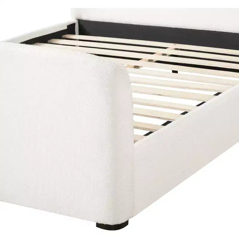 Lit plateforme Christopher Knight Home Lorian en tissu bouclé avec tête et pied de lit rembourrés