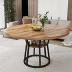 Table à manger ronde de 47 pouces pour 4 personnes, table de salle à manger circulaire de style ferme, meubles de cuisine et de salle à manger en bois peu encombrants, tables rondes