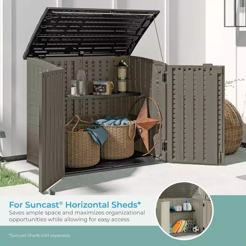 Suncast Lot de 4 étagères horizontales de rangement mural extérieur compactes, noires