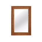 Miroir décoratif rectangulaire en rotin avec cadre en bois massif, pour ferme, salle de bain, décoration intérieure, entrée