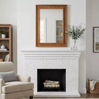 Miroir décoratif rectangulaire en rotin avec cadre en bois massif, pour ferme, salle de bain, décoration intérieure, entrée