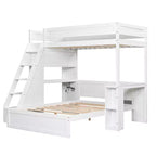 Lit superposé simple XL sur lit double avec bureau et USB Whisen