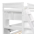 Lit superposé simple XL sur lit double avec bureau et USB Whisen