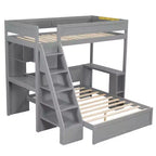 Lit superposé simple XL sur lit double avec bureau et USB Whisen