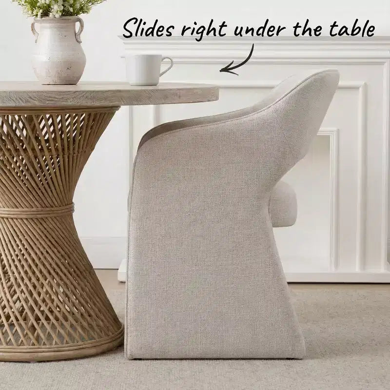 Lot de 4 chaises de cuisine modernes, chaises de salle à manger entièrement rembourrées en tissu avec accoudoirs intégrés, chaises avec accoudoirs pour cuisine-Panipeachy