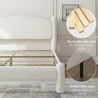 Cadre de lit King Size, Cadre de lit en tissu bouclette avec tête de lit, Cadre de lit plateforme rembourré doux avec coins arrondis, Aucun sommier tapissier requis, Montage facile
