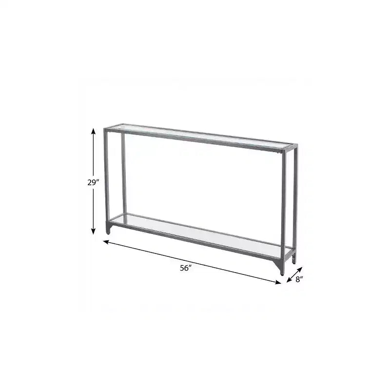 Console de rangement au sol HomeRoots 56 en verre miroir transparent et argenté