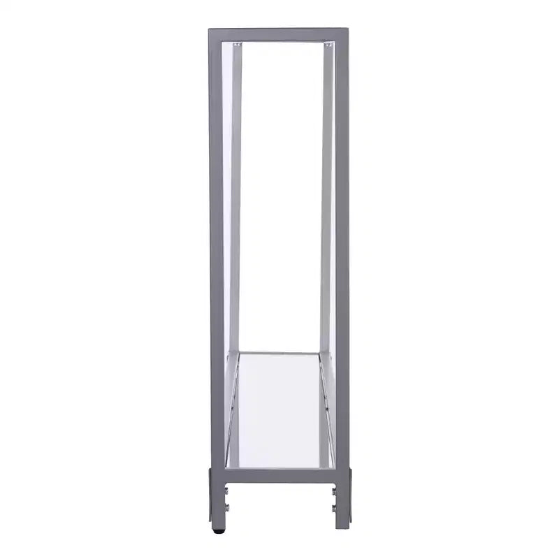 Console de rangement au sol HomeRoots 56 en verre miroir transparent et argenté