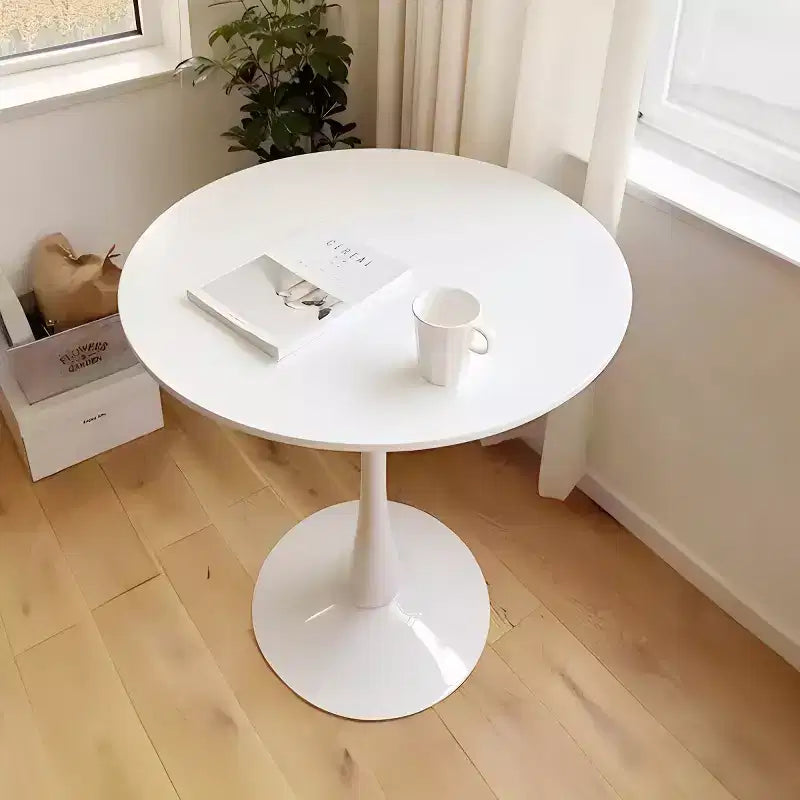 Table à manger ronde de 80 cm, petite table de cuisine avec pied central, table d'appoint de style Mid-Century ou table basse pour salon ou appartement - Panipeachy