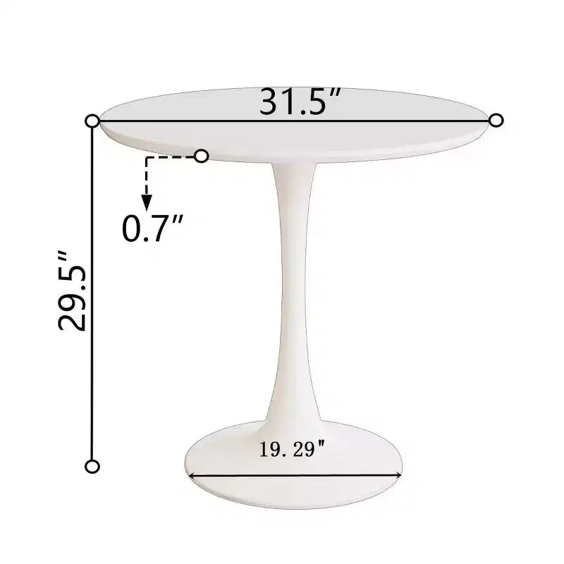 Table à manger ronde de 80 cm, petite table de cuisine avec pied central, table d'appoint de style Mid-Century ou table basse pour salon ou appartement - Panipeachy