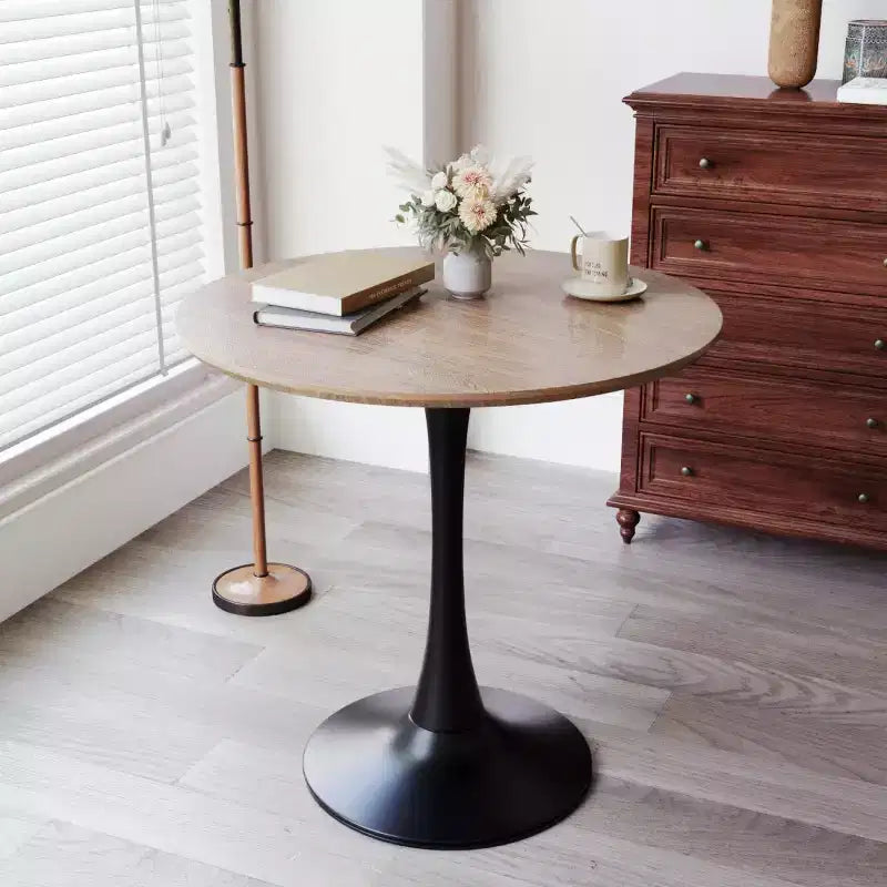 Table à manger ronde de 80 cm, petite table de cuisine avec pied central, table d'appoint de style Mid-Century ou table basse pour salon ou appartement - Panipeachy