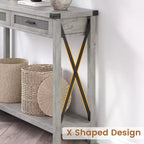 Table d'entrée avec tiroirs en rotin, console en bois de 109 cm pour entrée, table d'appoint avec rangement pour salon, couloir, hall d'entrée