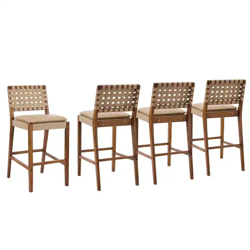 Tabourets de bar rembourrés en similicuir en bois d'hévéa contemporains Christopher Knight Home Audrey (Lot de 4)