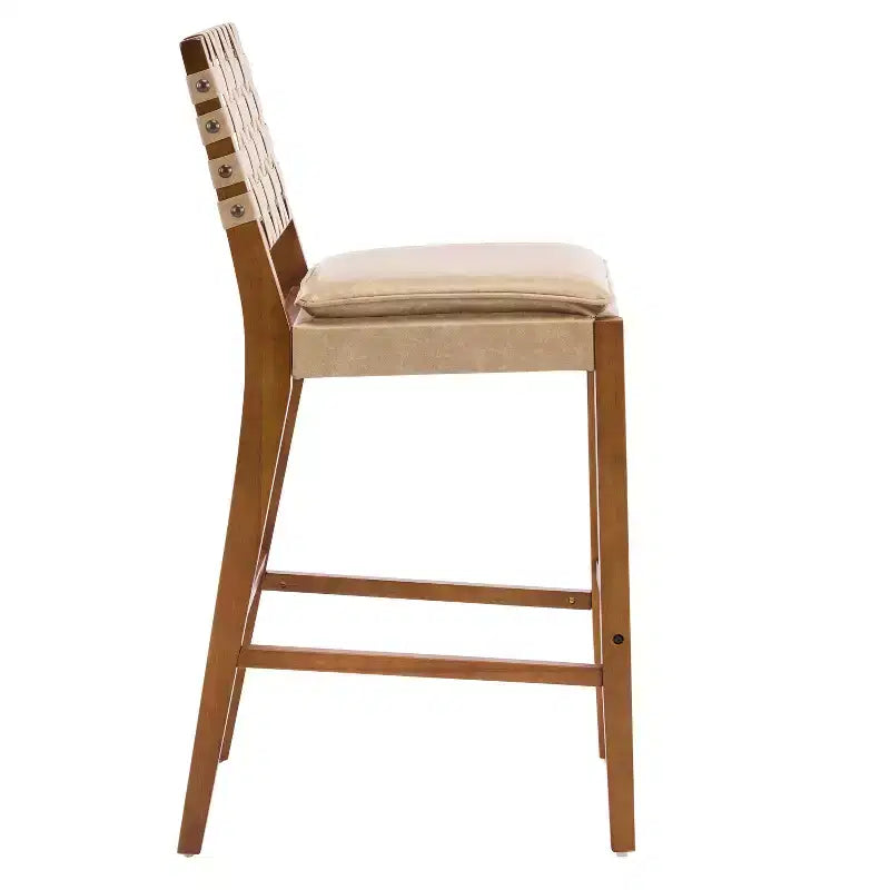 Tabourets de bar rembourrés en similicuir en bois d'hévéa contemporains Christopher Knight Home Audrey (Lot de 4)