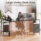 Bureau d'ordinateur noir en L de 66 pouces avec station de charge, bureau d'angle réversible pour jeux vidéo, meuble de classement, support d'écran, rangement pour bureau à domicile