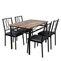 Dining Table Set for 4, Kitchen Table and Upholstered Chairs, Compact Dining Room Set for Apartment & Small Space, Easy Assembly, Rustic Brown