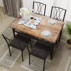 Ensemble table à manger et 4 chaises, table de cuisine et chaises rembourrées, ensemble de salle à manger compact pour appartement et petit espace, montage facile, marron rustique