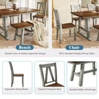Ensemble de salle à manger Whisen 6 pièces en bois pour 6 personnes, table à manger rectangulaire et 4 chaises d'appoint, long banc