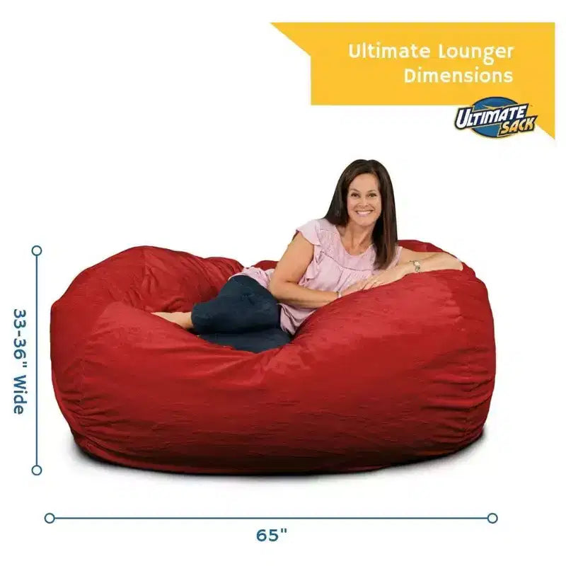 Pouf géant Ultimate Sack, canapé deux places confortable d'intérieur, en fausse fourrure rouge