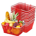 VEVOR Shopping Baskets, 12 PCS, 22L Stackable Metal Grocery Baskets with Handles, Dense Mesh Structure, Holds up to 44 lbs, Portable for Grocery, Red