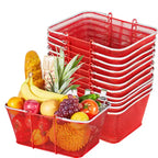 VEVOR Shopping Baskets, 12 PCS, 22L Stackable Metal Grocery Baskets with Handles, Dense Mesh Structure, Holds up to 44 lbs, Portable for Grocery, Red
