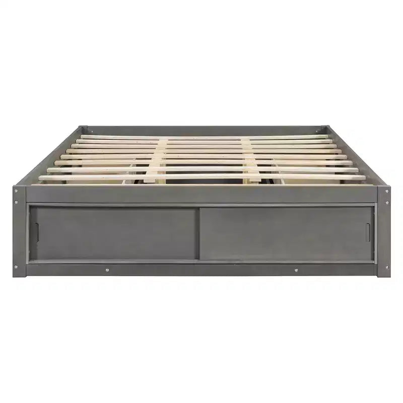 Luxystar Lit plateforme moderne Queen avec 4 tiroirs et rangement intégré au pied de lit