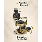 Fauteuil inclinable robuste vintage, hauteur réglable, pivotant à 360°, avec appui-tête et repose-pieds, capacité de 317 kg