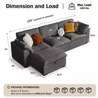Canapé d'angle modulable Dyonery Oversized Cloud pour salon, canapé confortable en duvet à assise large et profonde, cadre en bois massif, assemblage sans outils