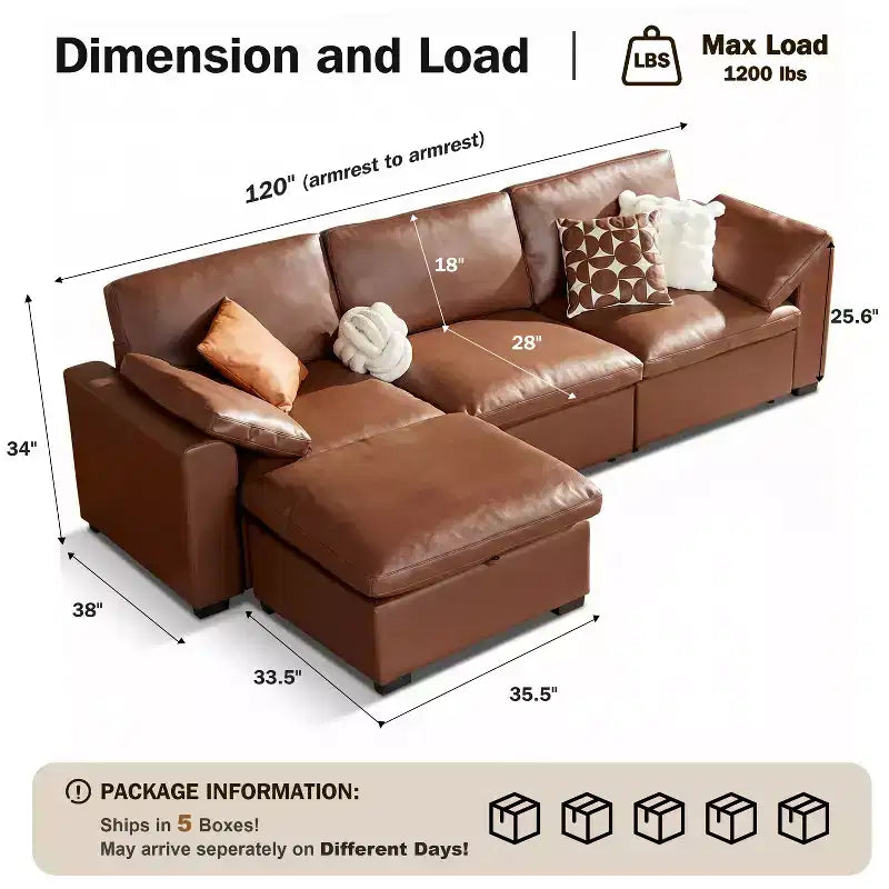 Canapé d'angle modulable Dyonery Oversized Cloud pour salon, canapé confortable en duvet à assise large et profonde, cadre en bois massif, assemblage sans outils