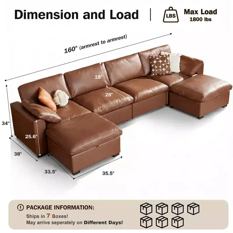 Canapé d'angle modulable Dyonery Oversized Cloud pour salon, canapé confortable en duvet à assise large et profonde, cadre en bois massif, assemblage sans outils