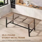 Table de salle à manger extensible 63-83, table de salle à manger rectangulaire industrielle pour 6-8 personnes, table de cuisine extensible avec cadre en métal robuste