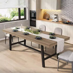 63-83 Extendable Dining Table, Industrial Rectangular Dining Room Table for 6-8 People, Expandable Kitchen Table with Heavy Duty Metal Frame
