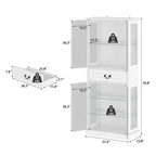 Hitow Bibliothèque Présentoir Autoportante avec Éclairage RGB 7 Couleurs + Portes/Étagères en Verre Transparent Grand Meuble de Rangement Bibliothèque avec Tiroir