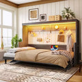 GDFStudio Dalton Wood Murphy Bed with Built-in Desk and USB Charging Station