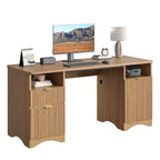 Bestier 59Bureau de Direction Moderne avec Rangement,Bureau d'Ordinateur en Bois avec 2 Tiroirs et 3 Armoires,Bureau d'Écriture Cannelé pour Étude et Salon