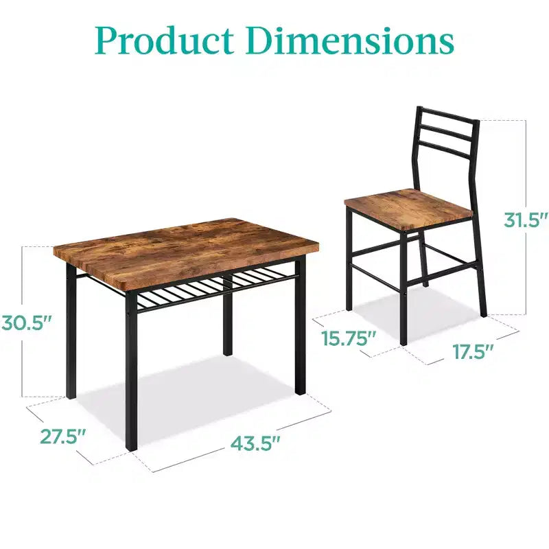 Ensemble de salle à manger moderne 5 pièces de Best Choice Products, table de cuisine avec 4 chaises assorties et étagère de rangement – Marron moyen/noir