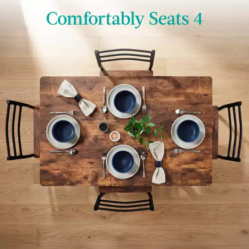 Ensemble de salle à manger moderne 5 pièces de Best Choice Products, table de cuisine avec 4 chaises assorties et étagère de rangement – Marron moyen/noir