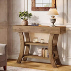 Console Lantine 41 pouces, table étroite rustique à 3 niveaux avec étagères de rangement pour entrée, salon, couloir, foyer, chêne marron