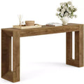 Lantine 63-Inch Long Console Table, Farmhouse Wooden Sofa Table for Living Room, Entryway, Hallway, Foyer, Brown