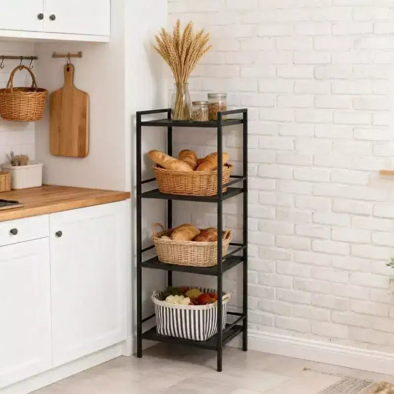 Étagère autoportante en métal à 3/4 niveaux, étagère de rangement multifonctionnelle, organisateur peu encombrant pour salle de bain, salon, chambre, cuisine