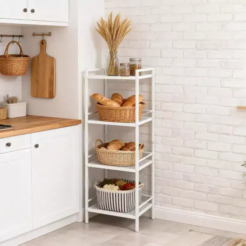 Étagère autoportante en métal à 3/4 niveaux, étagère de rangement multifonctionnelle, organisateur peu encombrant pour salle de bain, salon, chambre, cuisine